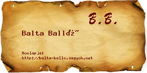 Balta Balló névjegykártya